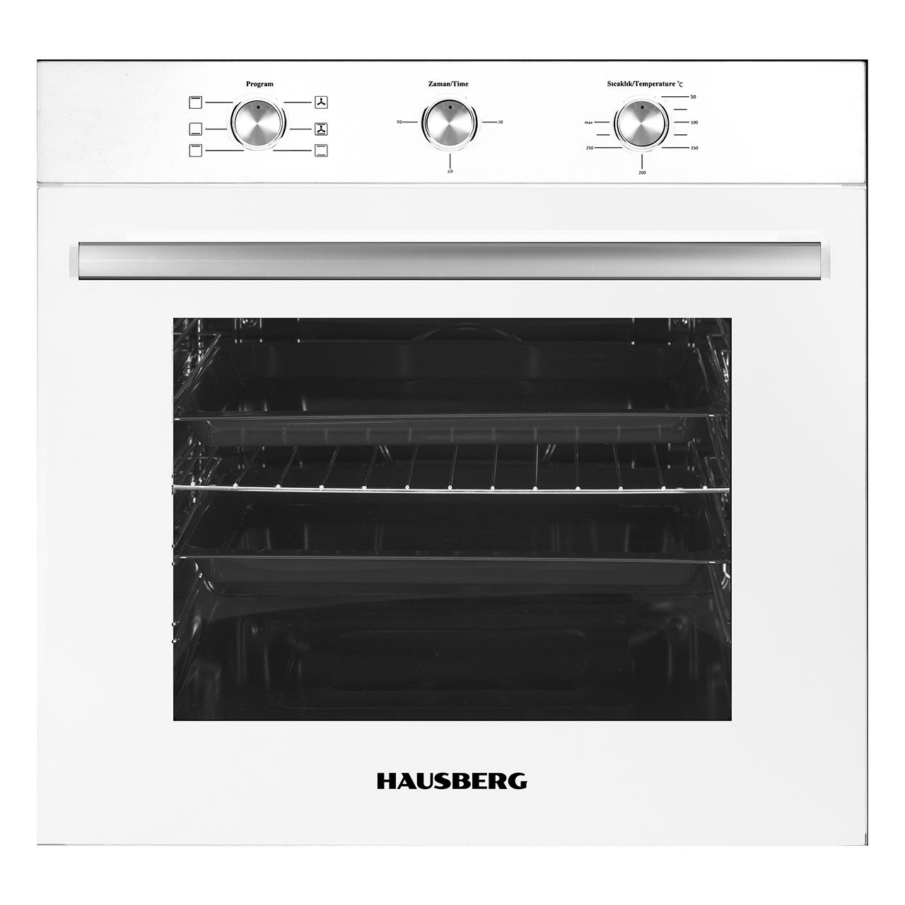 Cuptor incorporabil Hausberg , Putere 2225 W, Electric, 71 l, 6 Functii, Ventilatie, Timer, Clasa A, Alb